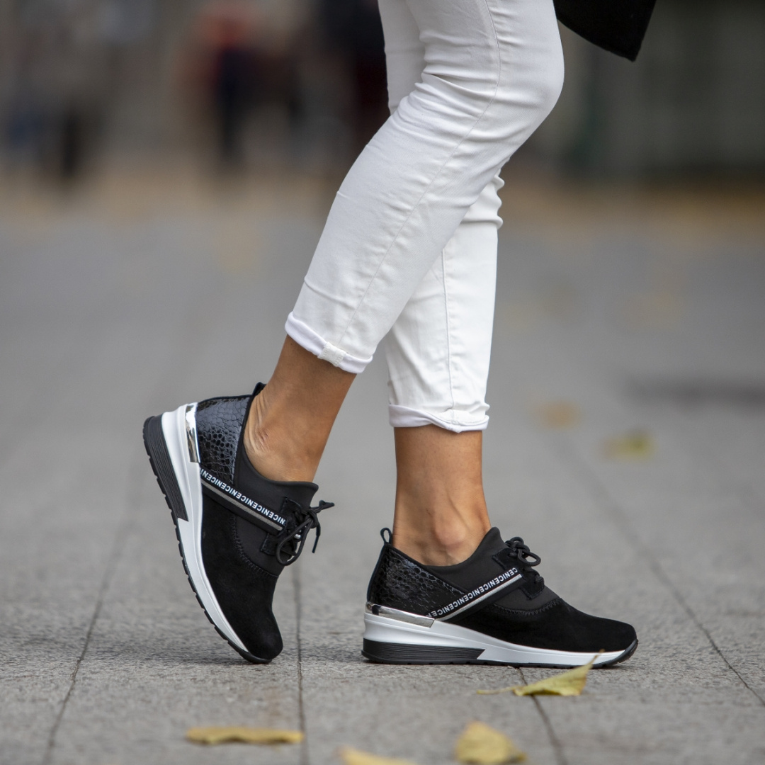 Skórzane sneakersy damskie Filippo DP1388 BK czarne