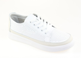 Skórzane sneakersy damskie Sergio Leone SP020 biały/beż