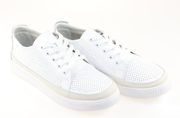 Skórzane sneakersy damskie Sergio Leone SP020 biały/beż