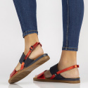 Skórzane sandały damskie Filippo DS3601/22 czerwono-granatowe