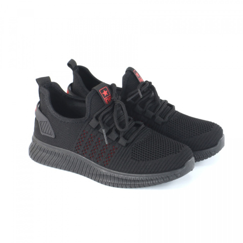 Sneakersy damskie News 21TX02-3677 czarne/czerwone