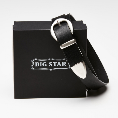 Skórzany pasek damski Big Star Shoes HH674165 80cm czarny